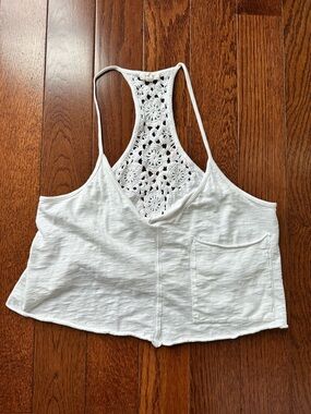 aerie White Crochet Racerback Tank